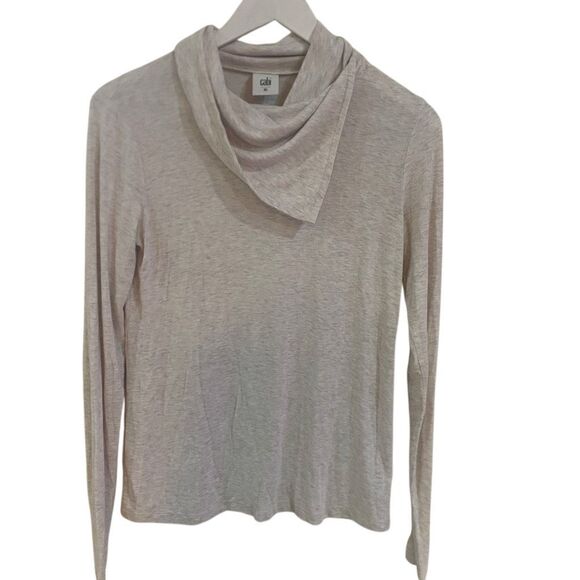 CAbi #3226 Sawyer Oatmeal Cream Asymmetrical Cowl Neck Long Sleeved Top XS - Picture 1 of 4